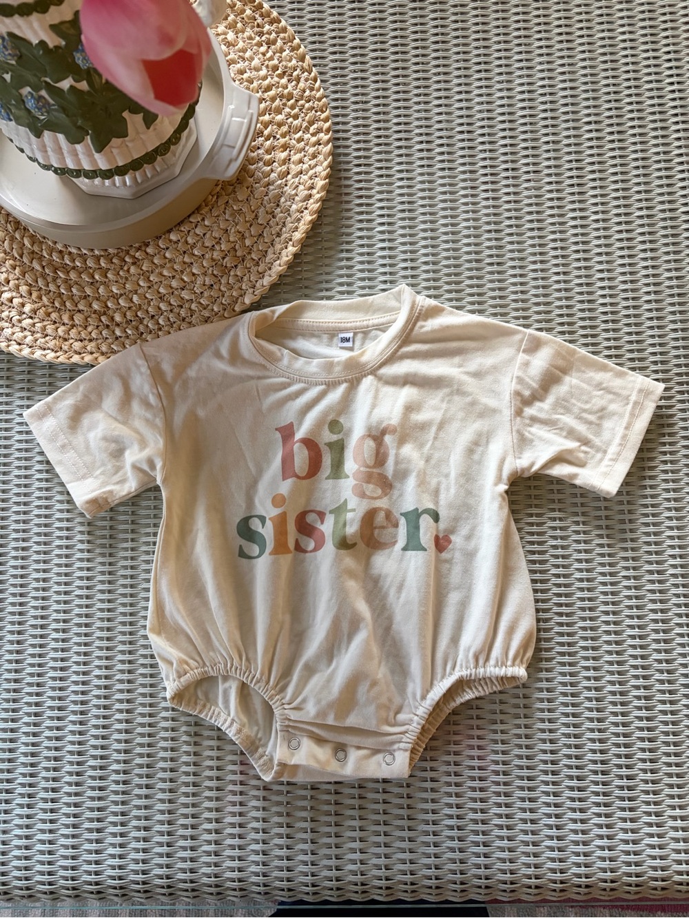 Big Sister Cream Baby One-Piece Bodysuit